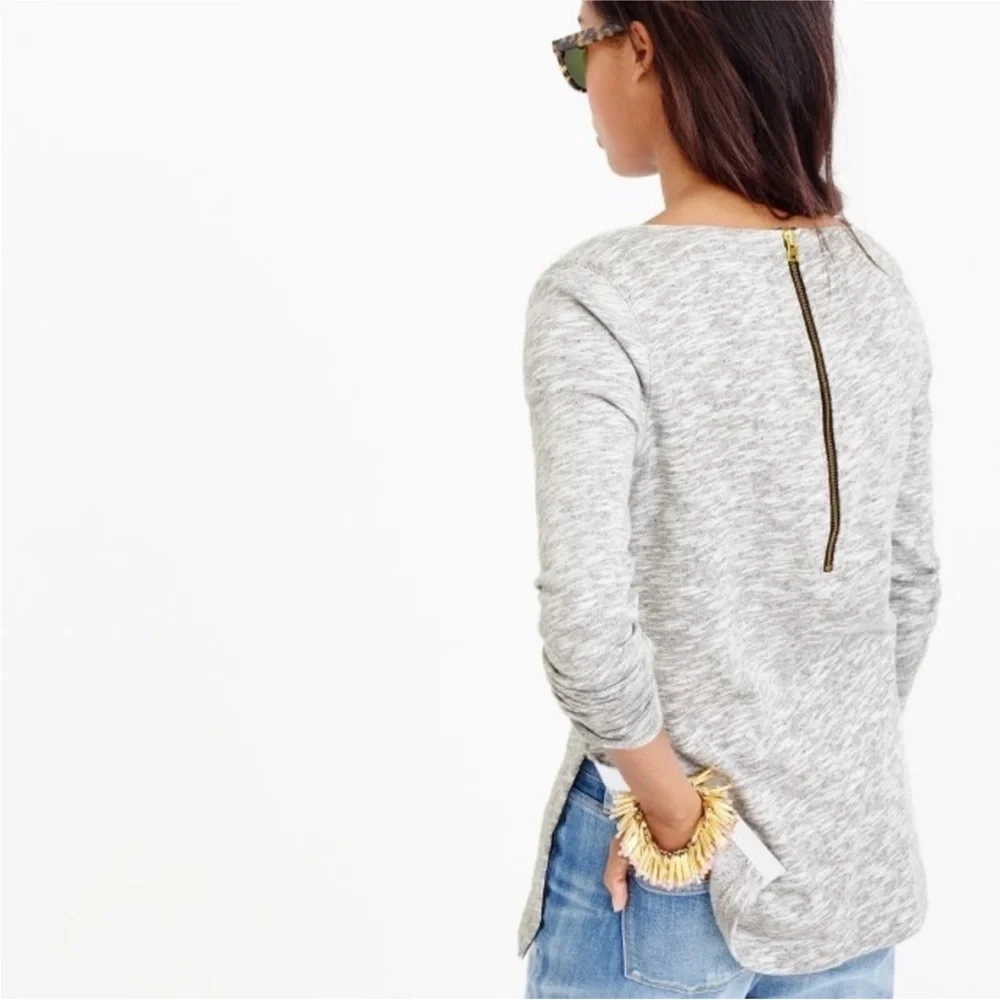 J. Crew Cotton Soft Top Tunic Sweatshirt Back Zipper Dark Charcoal Gray Sz Small